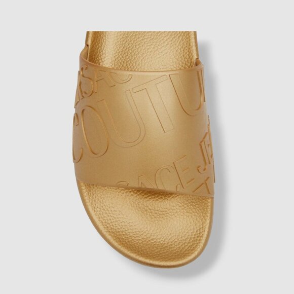 NEW VERSACE JEANS COUTURE Men's Gold Slide Sandals Shoes Size US 8.5 / EU 42 - Picture 3 of 11